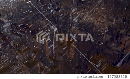 Futuristic Transparent Glass Cityscape Abstract Architecture Background 3d render. 137388826