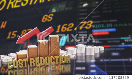 Cost Reduction Strategy with Financial Chart and Arrow 3d render. 137388829