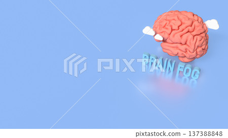 Brain Fog Concept with 3D Brain and Clouds. Brain Fog Concept with 3D Brain and Clouds. 137388848