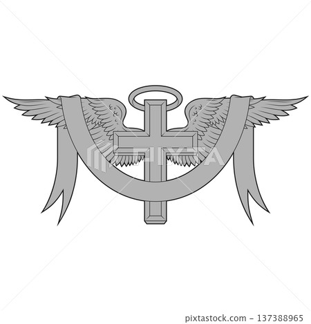 Grey Winged Cross with Thick Outline Grey Winged Cross with Thick Outline 137388965