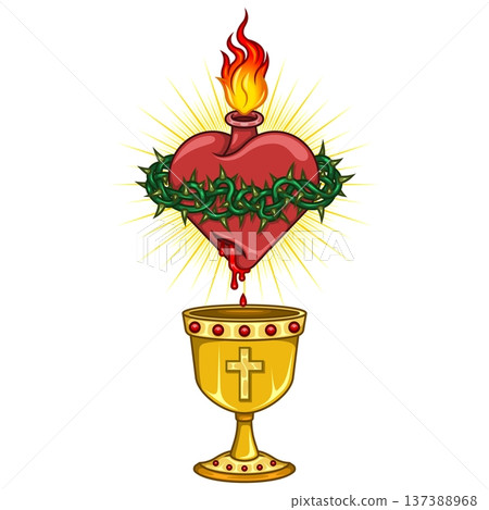Sacred Heart and Holy Grail Color 137388968