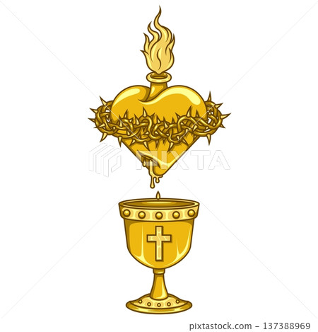 Sacred Heart and Grail Gold Style 137388969