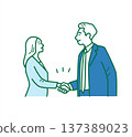 Businessmen shaking hands, men and women, vector illustration 137389023