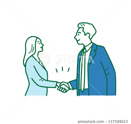 Businessmen shaking hands, men and women, vector illustration 137389023