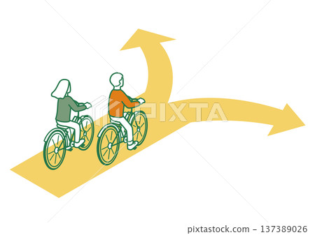 Man and woman at a crossroads vector illustration 137389026