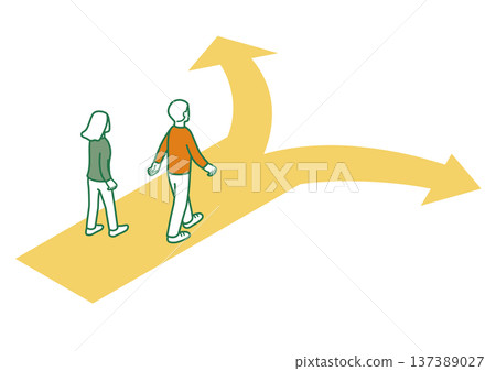 Man and woman at a crossroads vector illustration Man and woman at a crossroads vector illustration 137389027