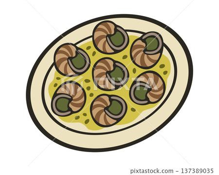 Escargots. Traditional French cuisine. Vector isolated illustration Escargots. Traditional French cuisine. Vector isolated illustration 137389035
