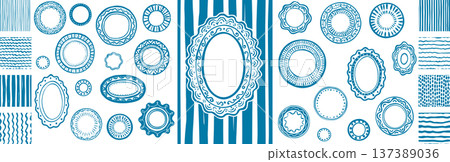 Decorative Plate Frames and Seamless Stripe Patterns Designer Set Decorative Plate Frames and Seamless Stripe Patterns Designer Set 137389036