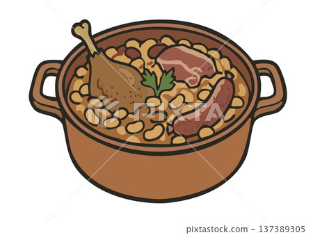 Cassoulet. Traditional French cuisine. Vector isolated illustration Cassoulet. Traditional French cuisine. Vector isolated illustration 137389305