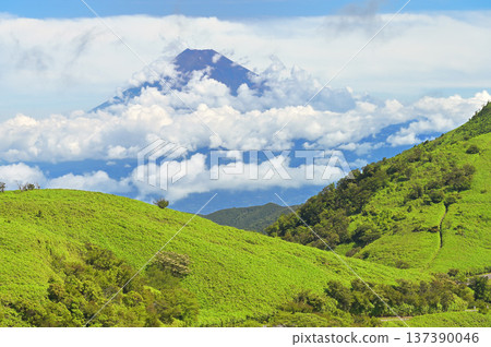 伊豆半島伊豆山脊步道：從幸木山眺望夏季雲霧繚繞的富士山 137390046
