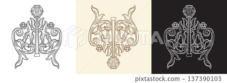 Calligraphy ornate swirl design elements vector illustration 137390103