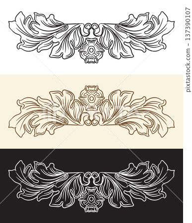 Scroll decorative vegetal ornament design element illustration 137390107
