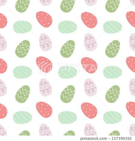 Easter egg seamless pattern vector. Cute flat decorated egg illustration. Spring holiday repeat background for fabric, textile and wrapping paper design. 137390392