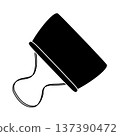 Black silhouette of metal binder clip for holding sheets of paper together, glyph icon flat vector 137390472