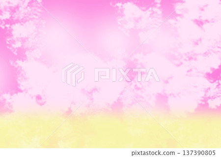 粉紅色和黃色漸層布料 137390805
