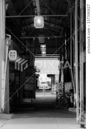A nostalgic, retro shopping street scene A nostalgic, retro shopping street scene 137390827