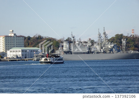December 31, 2024, Yokosuka Port, Yokosuka City, Kanagawa Prefecture, departure and arrival point for military port sightseeing boats December 31, 2024, Yokosuka Port, Yokosuka City, Kanagawa Prefecture, departure and arrival point for military port sightseeing boats 137392106