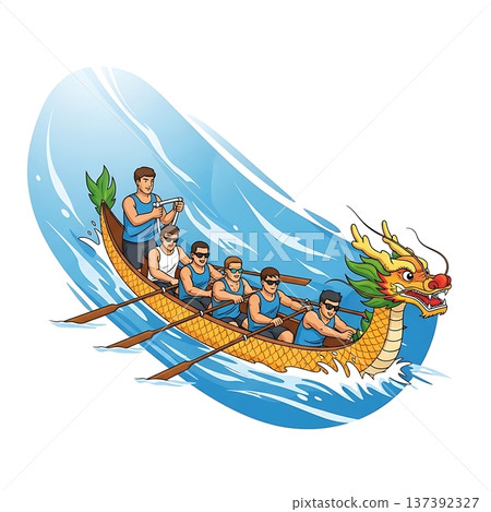 Dragon Boat Racing Team in Action. 137392327