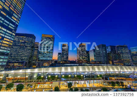 Tokyo, Chiyoda Ward, Marunouchi, Tokyo Station night view (from Yaesu Terrace, Tokyo Midtown Yaesu) 137392756