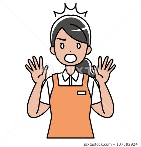 Illustration of a surprised Southeast Asian woman in an apron 137392924