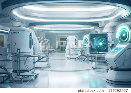 Cutting-Edge Healthcare Hub: Futuristic Medical Facility with Advanced Technologies 137392967