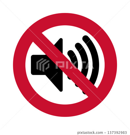 No loud noises allowed pictogram sign | Quiet, No noise, Speaker icon 137392983
