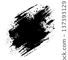 Distressed black ink splash and brush stroke element isolated on a clean white background 137393129