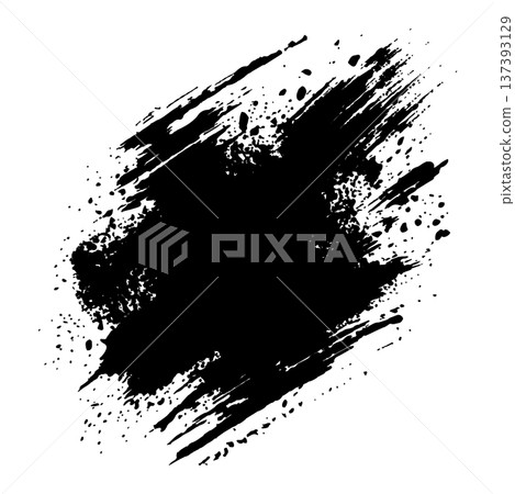 Distressed black ink splash and brush stroke element isolated on a clean white background Distressed black ink splash and brush stroke element isolated on a clean white background 137393129