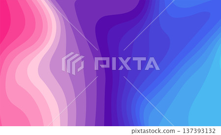 Vibrant abstract background featuring fluid, layered topographic waves in purple, blue, and pink 137393132