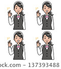 Illustration of a Southeast Asian woman in a uniform smiling and making an OK sign 137393488