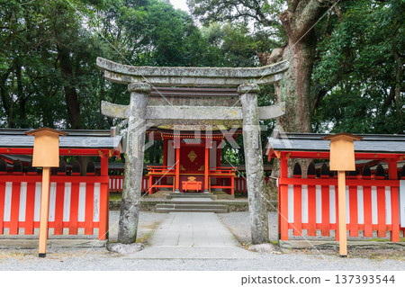 Torii gate to shrine of Usa Jingu shrine, Oita, Japan 137393544