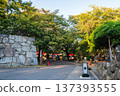 trail with light up lantern to Kokura Castle at sunset, Kitakyushu 137393555