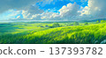 夏季多雲草原景觀，動漫風格 137393782