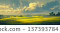 陰天傍晚的草原景色，動畫風格 137393784