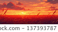 日落時分的草原景色，動畫風格 137393787