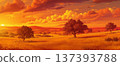 日落草原風景，動漫風格 137393788