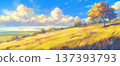 秋季草原景觀，動漫風格 137393793