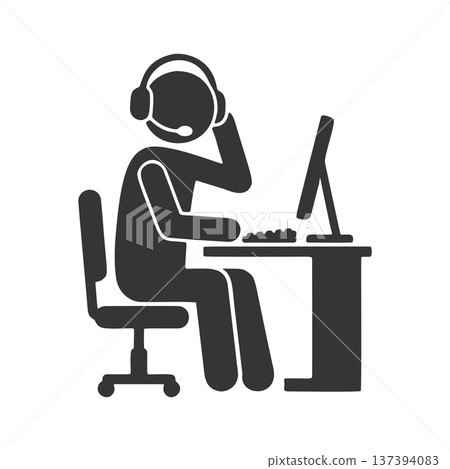 Call center operator silhouette icon Call center operator silhouette icon 137394083