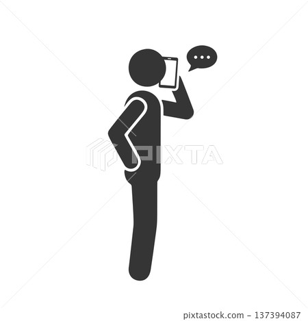 Silhouette icon of a person talking on a smartphone Silhouette icon of a person talking on a smartphone 137394087