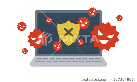 Laptop infected with a computer virus 137394998