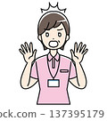 Illustration of a surprised and amazed senior woman in a polo shirt 137395179