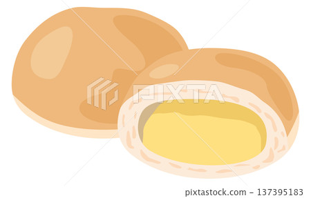 Illustration of a cut cream bun Illustration of a cut cream bun 137395183