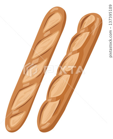 兩片法國麵包的簡單示意圖 137395189