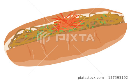 簡單美味的炒麵麵包插圖 簡單美味的炒麵麵包插圖 137395192