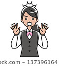 Illustration of a surprised Southeast Asian woman in a uniform 137396164