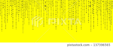 Binary Rain background. Futuristic hacker code on computer with falling numbers. Light effect for data flow. Programming symbols on yellow backdrop. Vector illustration Binary Rain background. Futuristic hacker code on computer with falling numbers. Light effect for data flow. Programming symbols on yellow backdrop. Vector illustration 137396565