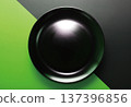Black plate_black and green background 137396856
