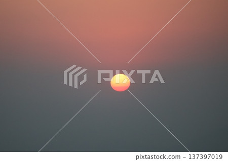 Orange morning sun and sky and mysterious colored morning sky scenery Orange morning sun and sky and mysterious colored morning sky scenery 137397019