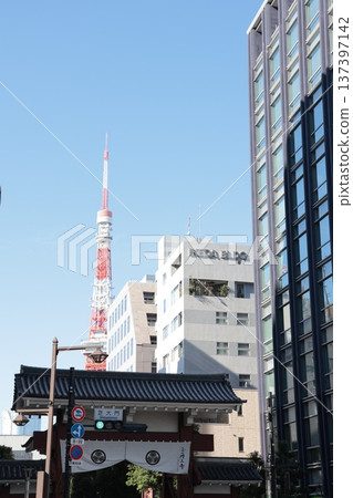 Zojoji Temple Gate and Tokyo Tower 137397142