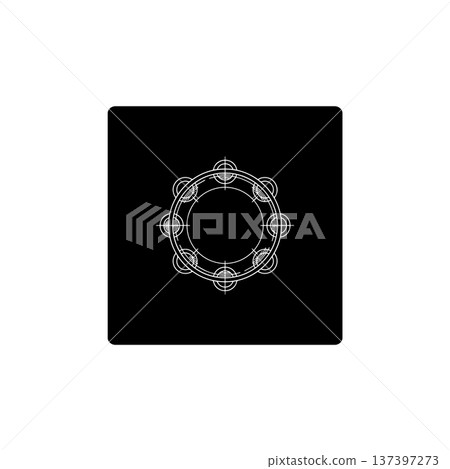Tambourine Icon White on Black Square Background 137397273